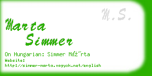 marta simmer business card